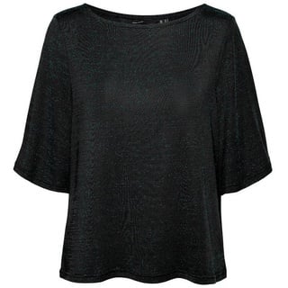 Vero Moda Rundhalsshirt VMKANVA 2/4 GLITTER TOP JRS mit Glitzereffekt schwarz XS (34)