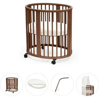 Stokke® SLEEPITM Bundle Sleepi Mini inkl. Matratze und Spannbetttuch, Himmelstange Himmel, braun
