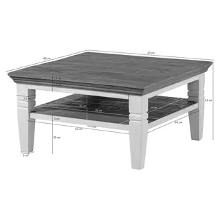 MASSIVMOEBEL24.DE Toulouse Weiß Mangoholz 85 x 85 x 45 cm