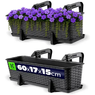 Kadax Balkontopf 60 x 17 x 15 cm Anthrazit