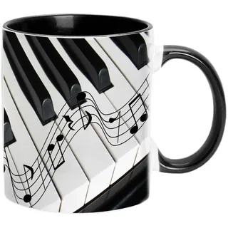Tasse mit Klavierdruck, modische Tasse mit singender Note, Musiklehrer-Gitarre, schöne Musiknoten-Tasse, bequeme Musiker-Teetasse, tragbarer DJ-Mixer-Kaffeetasse, melodische Kaffeetasse für Männer und
