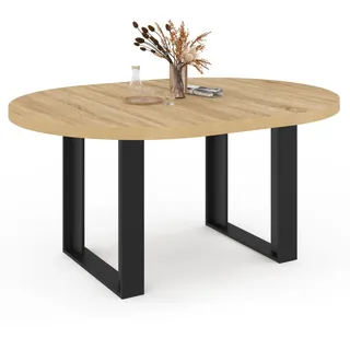 IDMarket - Ausziehbarer runder Esstisch Phoenix 4-6 Personen Holz und Schwarz 110-150 cm