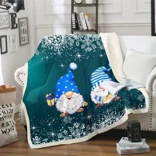 Homewish Kinder Weihnachten 75x100cm Fuzzy Decke Nette GNOME Weihnachtsbaum Dekor Wurf Decke Cartoon Skandinavische Fleece Decke Winter Schneeflocke Thema Flanell Decke Couch und Geschenk