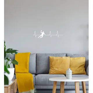 Herzschlag Handballer Wandtattoo Weiß Aufkleber 181 x 46 cm
