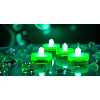 50 Stück Unterwasser-LED-Licht Flammenlose LED-Kerze Batteriebetriebenes Teelicht Tauch Dekorative Lichter für Hochzeitsfeier Eventlicht Aquarium Licht Weihnachten Halloween Licht (grün)