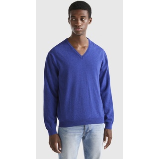 V-Ausschnitt-Pullover UNITED COLORS OF BENETTON Gr. M, blau Herren Pullover V-Ausschnitt-Pullover im cleanen Look