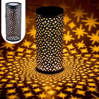 Marrakesch Solarlaterne für außen mit Henkel aus Metall 30cm Groß | Weihnachtsdeko Outdoor Solar LED Laterne Joran Schwarz IP65 Wasserdicht als Gartendeko Deko
