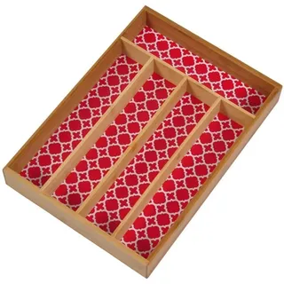 Besteckkasten Aus Bambus 35x25x5cm Besteckeinsatz Schubladeneinsatz Besteckbox - Rot