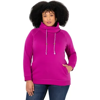 Ulla Popken Damen große Größen Übergrößen Plus Size Sweatshirt, weiter Stehkragen, Taschen, Raglan-Langarm Beere 54+ 713963827-54+ - 54-56