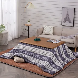 Kotatsu 5-teiliges Set Multifunktionaler Niedriger Tisch Aus Massivholz Heiz-Kotatsu Im Wohnzimmer Warmes Geschenk Für Die Familie (Color : Brown, S : 80 * 120 * 45cm)