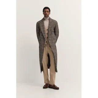 Langmantel BUGATTI "Loose Fit", Herren, Gr. 54, braun (80, braun), 54% Wolle, 20% Polyacryl, 18% Polyamid, 8% Polyester, kariert, loose fit, normaler Saum, Mäntel, Zwei-Reiher mit Glencheck-Karo