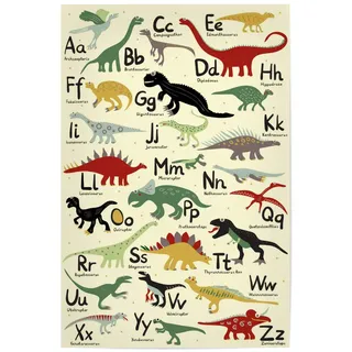 artboxONE Poster 60x40 cm Für Kinder Dinosaurier Dinonamen ABC - Bild Dinosaurier ABC Alphabet