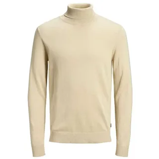 JACK & JONES Emil Knit Roll Neck Detail Melange Pullover Oatmeal M