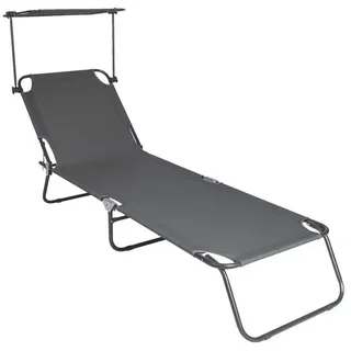VCM Sonnenliege Klappliege 185 x 55 x 24 cm Grau