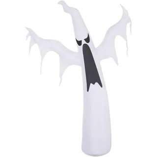 Homcom Selbstaufblasendes Halloween Gespenst Geist LED Beleuchtet Weiß