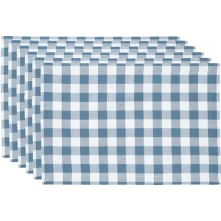 REDBEST Tischset, Platzset, Untersetzer 6er- Pack Landhaus karo Nashville blau Größe 30x45 cm - strapazierstark, langlebig, glattes Gewebe, mit Kuvertsaum (weitere Farben)