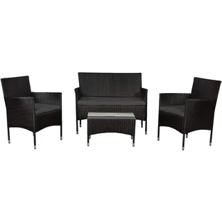 Juskys Fort Myers Polyrattan Gartenmöbel-Set Schwarz/Grau