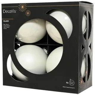 Christmas Decorations Decoris Weihnachtskugel-Set Glas Ø 10 cm Weiß 4 Stück