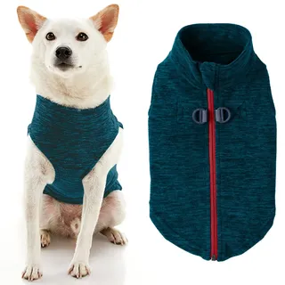 Gooby Zip Up Fleece-Weste für kleine Hunde | Weiches, warmes Fleece; Step-in-Reißverschluss; Doppel-D-Ring-Leine; Design unten zu öffnen; maschinenwaschbar