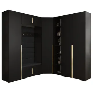ABIKS MÖBEL Kompaktgarderobe INOVA 1 SATZ 2 Möbelset, Garderobe mit Kleiderstange und Regalen schwarz