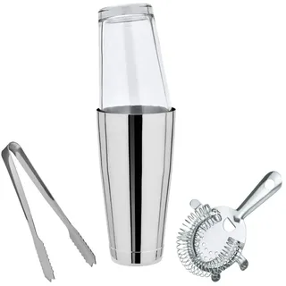 ich-zapfe Boston Shaker Set Klein mit Mixing Glas, Sieb & Eiswürfelzange