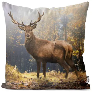 VOID Hirsch Wald Herbst Kissenbezug Kissenhülle Sofakissen Kissen Deko Weihnachten Winter Weihnachtsdeko, Kissen Größe:60 x 60 cm