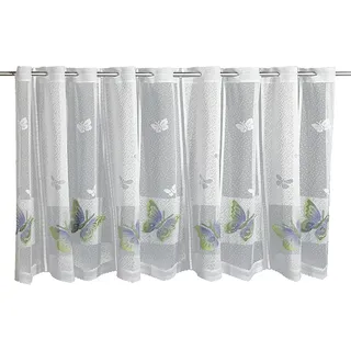 Sehlbach Bistrogardine Jacquard Schmetterlinge Airbrush, Grün, 160 x 60 cm Bistrogardine, Lichtdurchlässig, Filigrane Muster, Einfache Anbringung, Dekorativer Akzent, Charmantes Ambiente