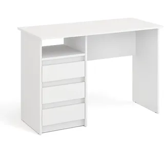 KOMTO Schreibtisch mit Schubladen - Bürotisch Computertisch Klein Arbeitstisch Büro PC-Tisch Kinderschreibtisch mit Stauraum | Moderner Schreibtisch Weiß | Oslo 110 x 50 x 74 cm