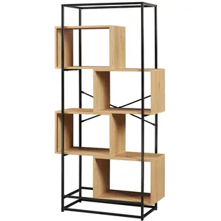 [en.casa] Bücherregal Rennebu 80 x 33 x 160 cm Schwarz/Eiche