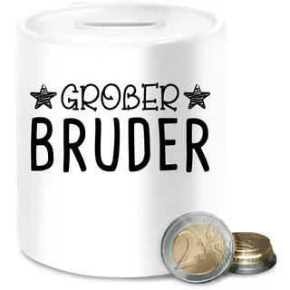 Spardose - Spardosen - Großer Bruder Sterne - Unisize - Weiß - Big Brother große brüder Bruder Geschenk für großen grosser 2023 größeren Grosse 2024 Geschenke bro grossen Fuer den 2025