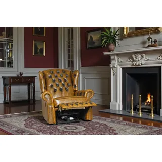 Salottini Chesterfield-Sessel Edler Chesterfield Stunning Recliner Ohrensessel Motor VOLLLEDER, Vollleder braun
