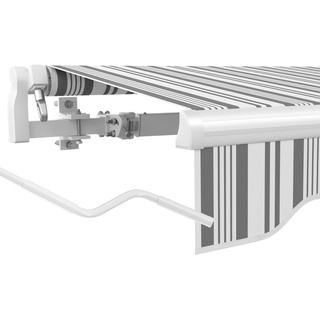 paramondo Gelenkarmmarkise Basic 2000 Markise Sonnenschutz Sichtschutz für Balkon & Terrasse, Vollständig zusammengebaut, 400 x 300 cm (Breite x Ausfall), Multi Weiß-Grau