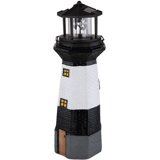 GLOBO Solar Leuchtturm schwarz-weiß, H 38 cm