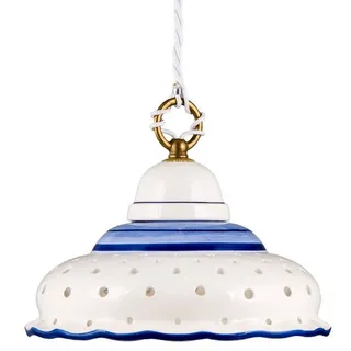 Helios Leuchten Pendelleuchte Küchenlampe Keramik, Keramiklampe, Deckenlampe, Hängelampe, für Küche Esstisch, handgefertigt handbemalt blau
