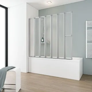 Schulte Badewannenaufsatz 7-teilige von Glasart: Kunstglas Softline hell, Größe: 159 x 140 cm, Profilfarbe: Alu Natur