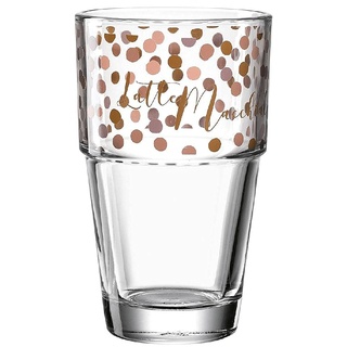Leonardo Solo Kaffee Glas 1 Stück, Glas-Becher mit Latte-Macchiato Aufdruck, spülmaschinengeeignetes Cappucino-Glas, Punkte Motiv, 410 ml, 043469