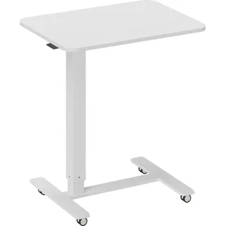 HOMCOM Höhenverstellbar Steh-Sitz C-förmig Schreibtisch Platzsparend Laptoptisch Stehpult Beistelltisch mit Rollen für Arbeitszimmer Wohnzimmer Weiß Belastbar bis 70 kg 65 x 48 x 70-110 cm   Aosom