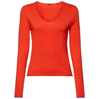 Esprit Rundhalspullover Pullover mit abgerundetem V-Ausschnitt orange SEsprit