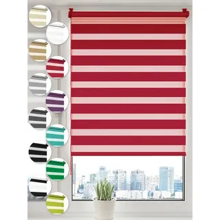 Doppelrollo Klemmfix ohne Bohren Rollos für Fenster und Tür Seitenzugrollo, Sonello, blickdicht, ohne Bohren, freihängend, Klemmfix, 90cm x 100cm Rot Duo Rollo, Lichtschutz, Jalousie mit Klemmträger rot 90 cm x 100 cm
