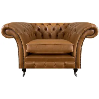 JV Möbel Chesterfield-Sessel Ledersessel 90 x 80 x 130 cm Braun