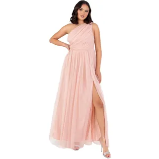 Anaya with Love Womens Ladies Maxi One Cold Shoulder Dress with Slit Split Sleeveless Prom Wedding Guest Bridesmaid Ball Evening Gown, Pfirsichrosa 54