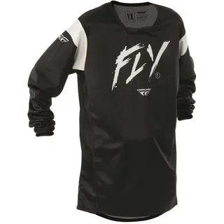 FLY RACING Kinetic Stoke Langarm-trikot - Black / White - 16-18 Jahre
