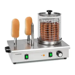 Klarstein Wurstfabrik 600 Hot Dog Maker, 600W 3 Spieße 5L 30-100°C Glas Edelstahl silber