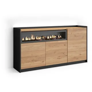 SKRAUT HOME Sideboard 156 x 80 x 37 cm Eiche Schwarz