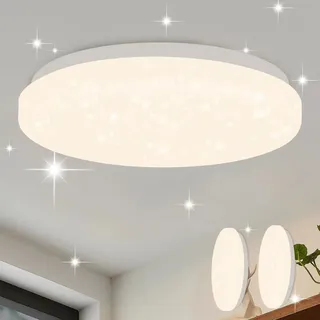 ZMH Led Deckenleuchte 2er Sternenhimmel Deckenlampe Modern Klein Rund 15W 4000K 21cm Neutralweiß für Schlafzimmer Treppenhaus Küche Wohnzimmer B... - Weiß