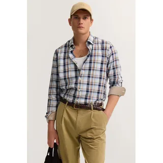 Karohemd BUGATTI "Modern Fit", Herren, Gr. XL, Normalgrößen, 70, braun, Canvas, 100% Baumwolle, kariert, normal, Hemden Karohemd, mit Easy-Care Funktion