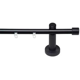 GARESA Vorhangstange Kappe 1-läufig Ø 20 mm 140 cm Schwarz