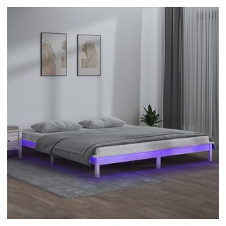 vidaXL Bett Massivholzbett mit LED-Beleuchtung Weiß 120x200 cm weiß 200 cm x 120 cmvidaXL