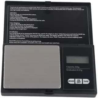 SYH&AQYE Taschenwaage 200g/0,01g, Präzisions Mini Küchenwaage, Digitalwaage Feinwaage Goldwaage Münzwaage, LCD-Display &Edelstahl Plattform, Multifunktion für Küche, Schmuck, Kräuter