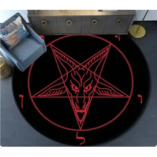 KIESEY Terror Skull Satan Runder Teppich Teppich Wohnzimmer Schlafzimmer Dekor Bodenmatte Satan Teppiche 180cm